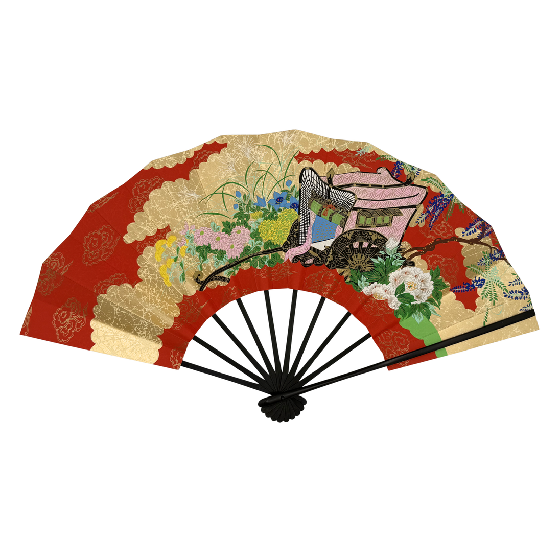 飾扇 御所車【9寸サイズ、掛具セット】